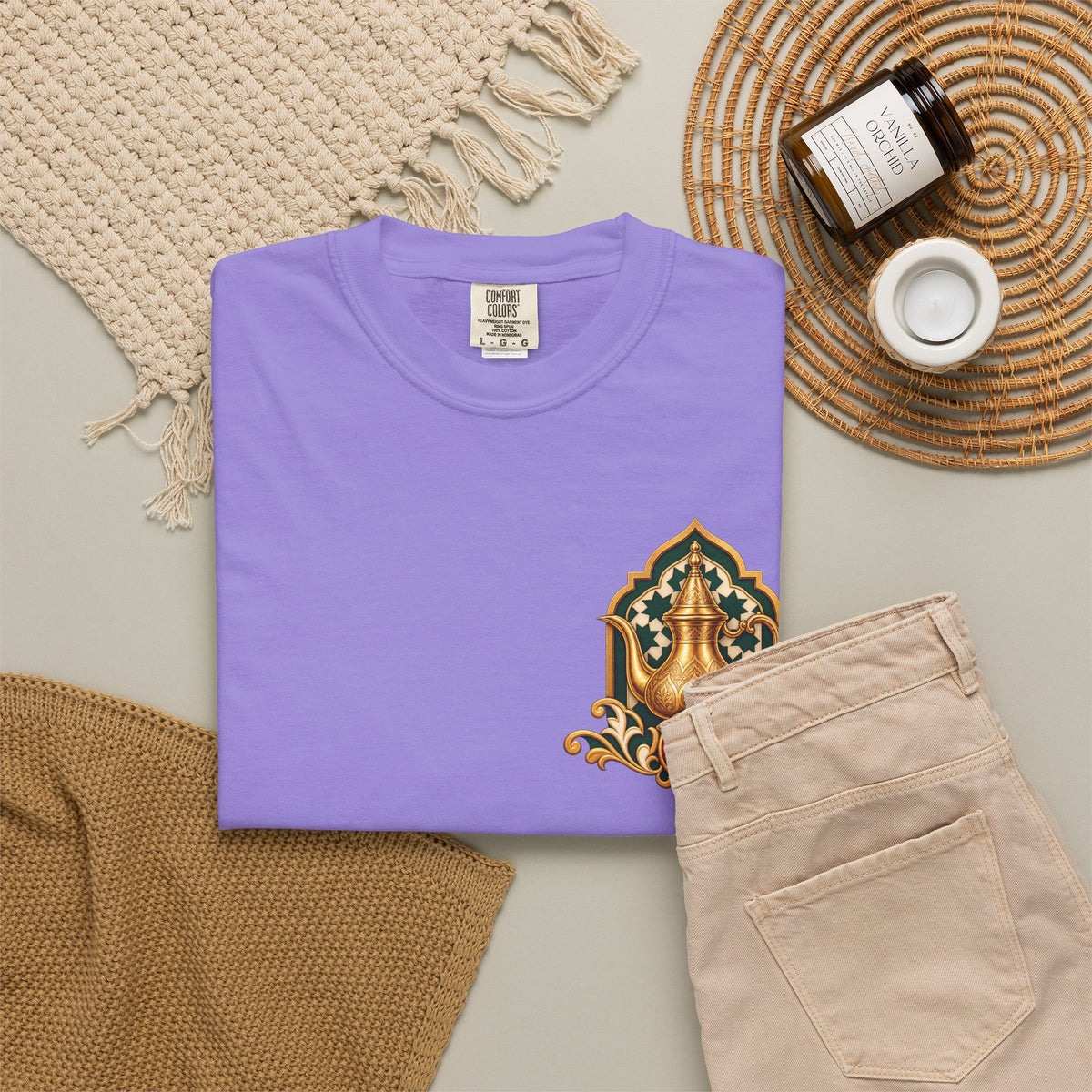 Ramadan Lantern Tea Set Tee — Islamic Crescent Iftar T-Shirt