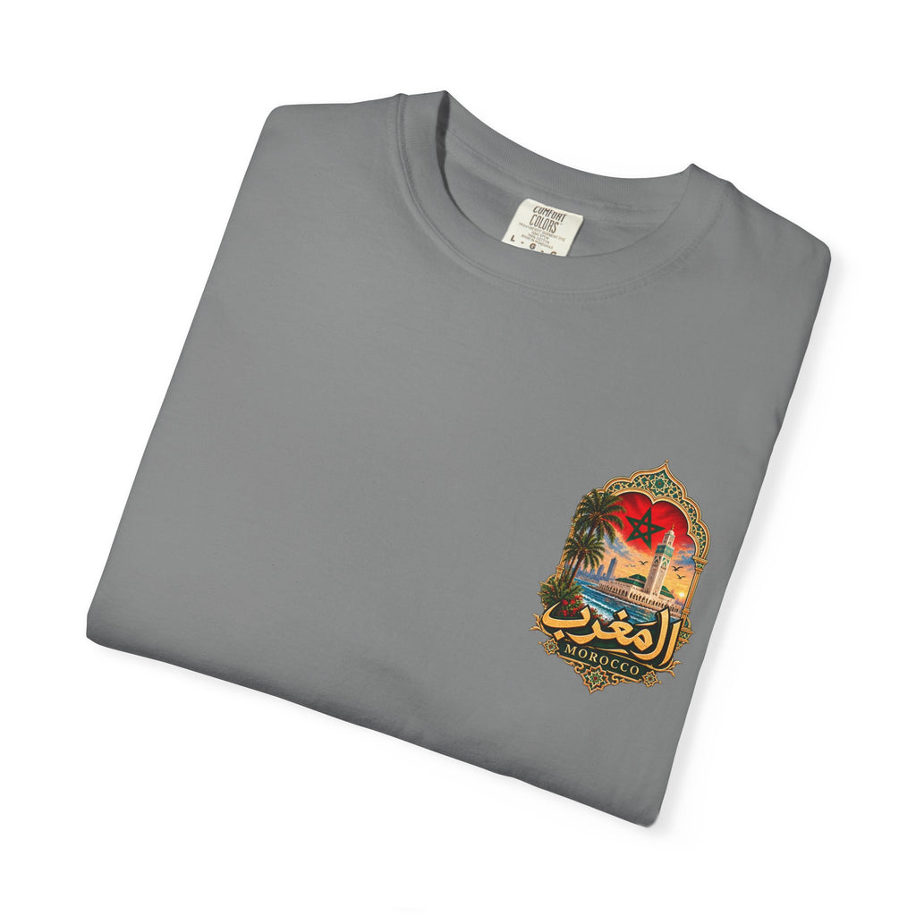 Morocco Vintage Travel T-Shirt — Moroccan Flag & Casablanca Skyline Tee