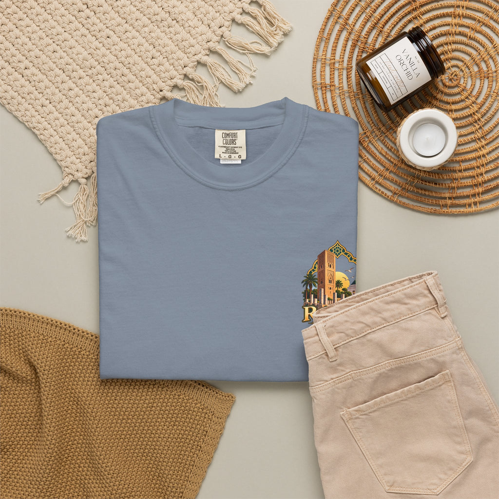 Rabat Cityscape T-Shirt — Moroccan Travel Vintage Palm & Medina Design
