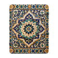 Moroccan Blue Tile Sherpa Blanket — Plush Fleece Throw with Mandala Tile Design