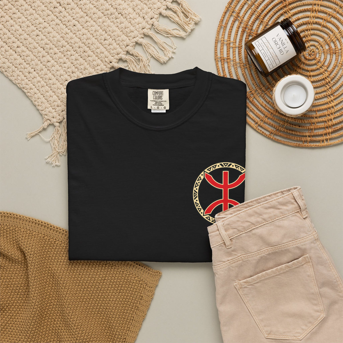 Al Hoceima Scenic T-Shirt — Amazigh Symbol & Coastal Landscape