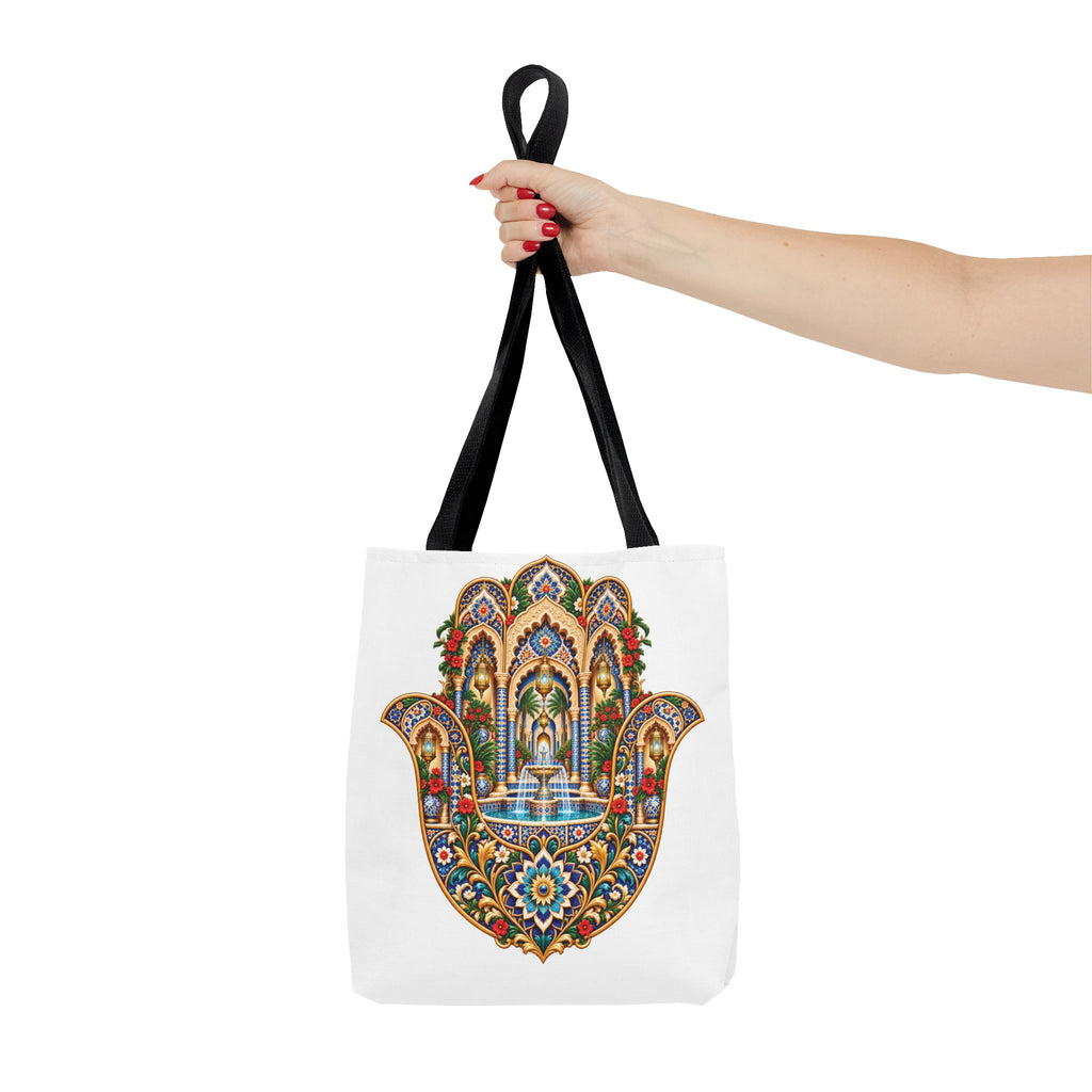 khamsa Hand Tote Bag — Ornate Moroccan-Inspired Canvas Carryall