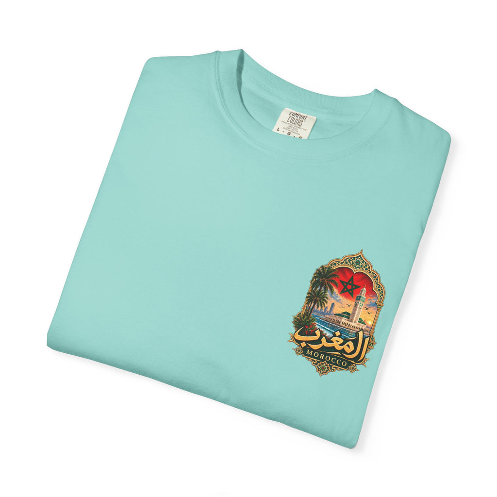 Morocco Vintage Travel T-Shirt — Moroccan Flag & Casablanca Skyline Tee