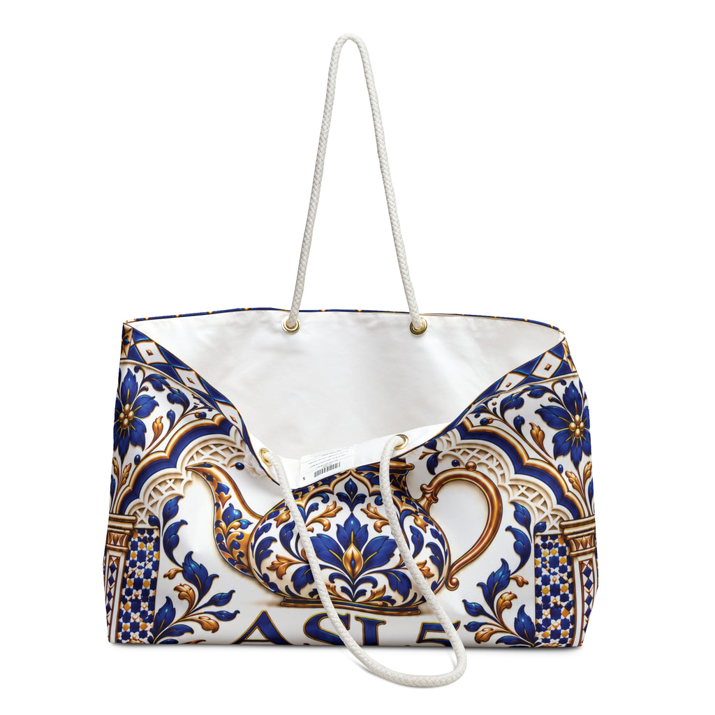 Copy of Blue Delft Teapot Weekender Bag — Ornate Ceramic Tile Travel Tote