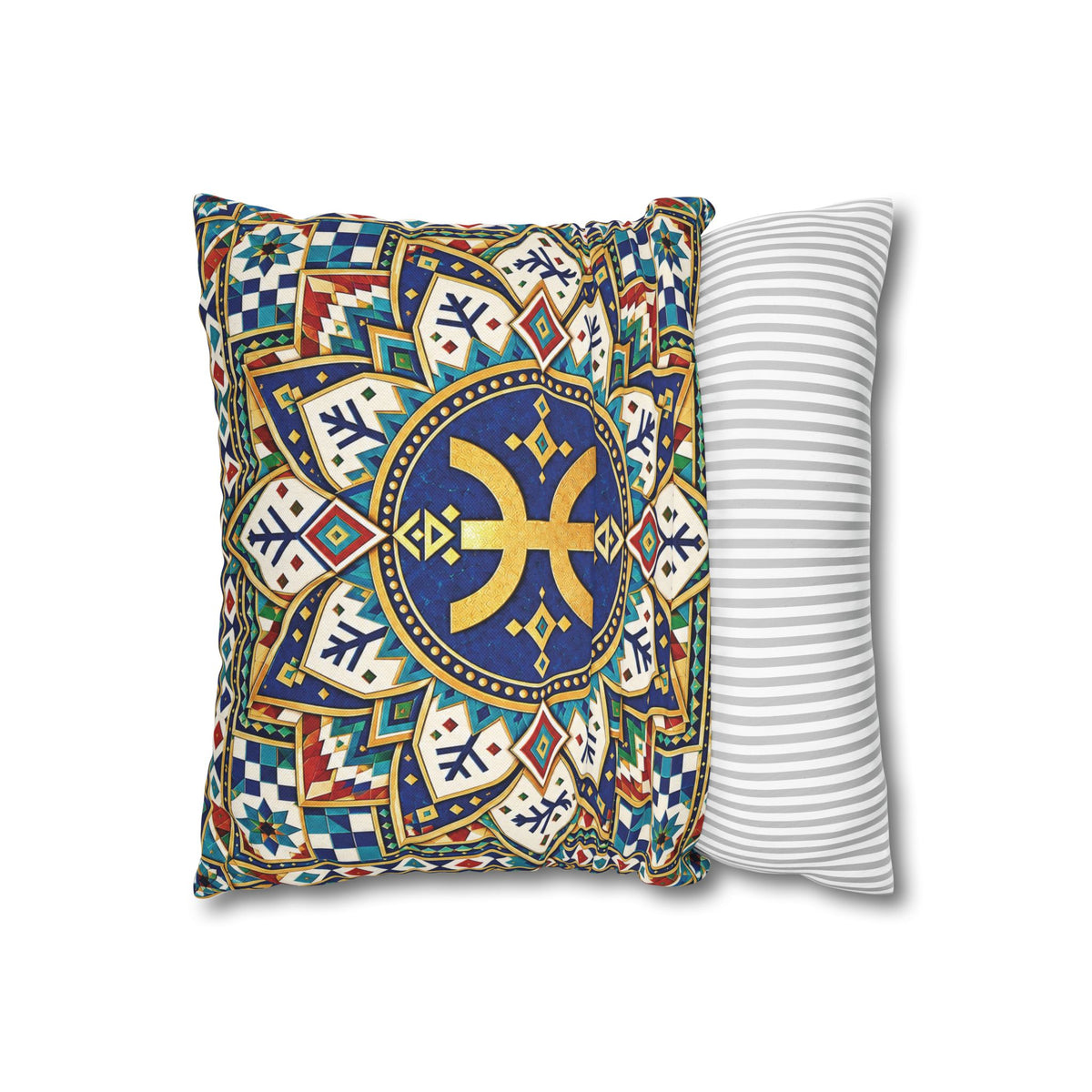 Berber Amazigh Symbol Mandala Pillowcase — Decorative Square Throw Pillow Cover