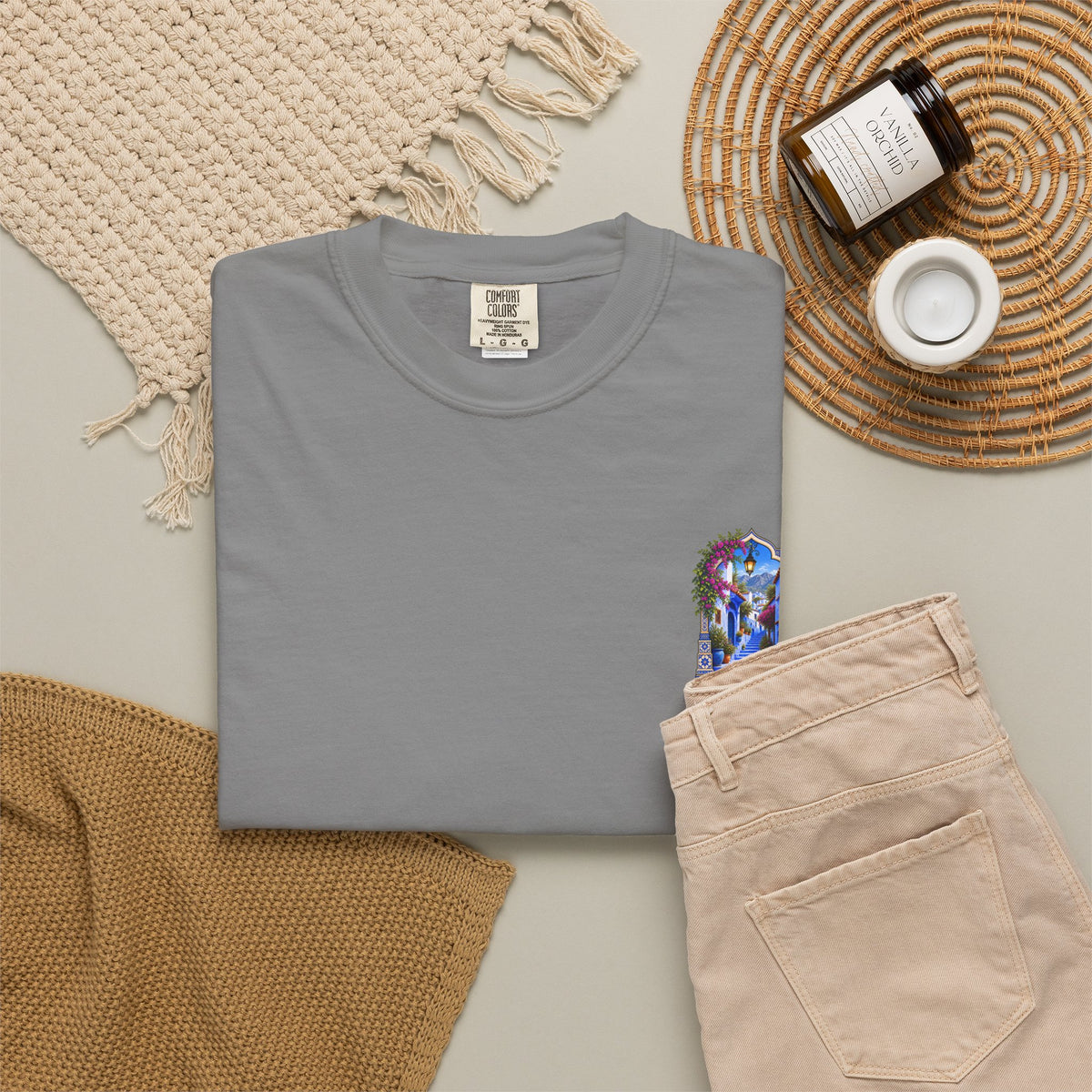 Chefchaouen Blue City T-Shirt — Moroccan Street Scene Graphic Tee
