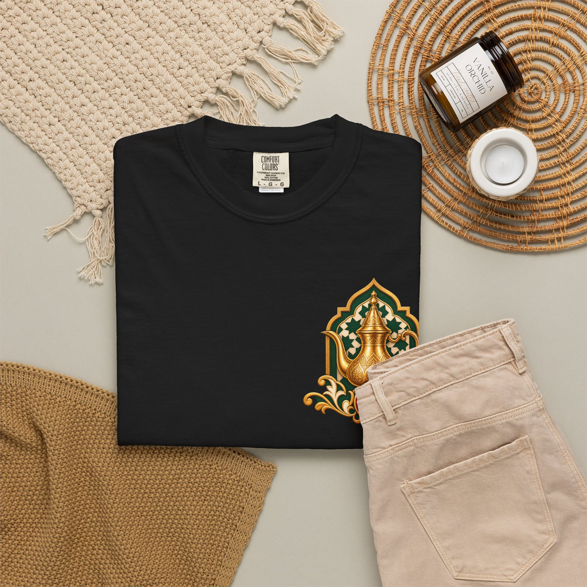 Ramadan Lantern Tea Set Tee — Islamic Crescent Iftar T-Shirt