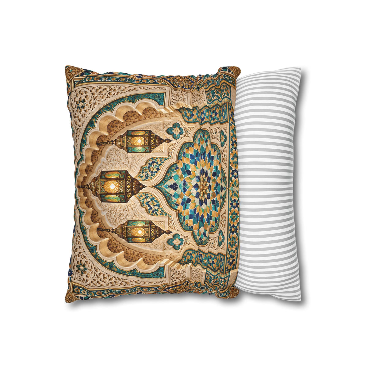Moroccan Lantern Decorative Pillowcase — Boho Vintage Arched Tile Accent