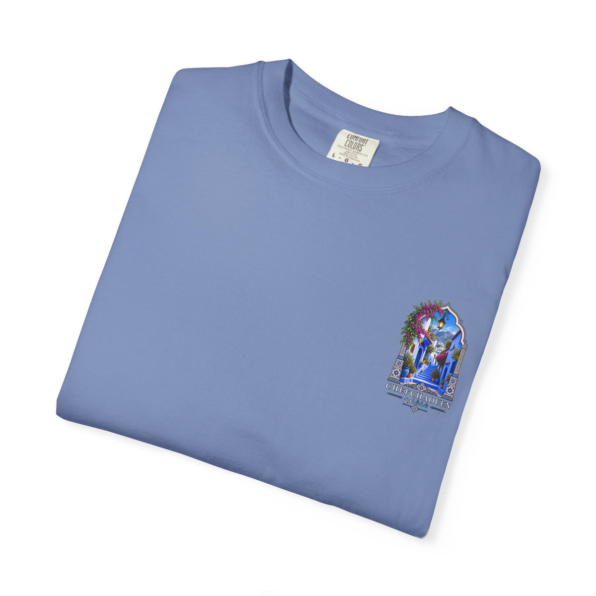 Chefchaouen Blue City T-Shirt — Moroccan Street Scene Graphic Tee