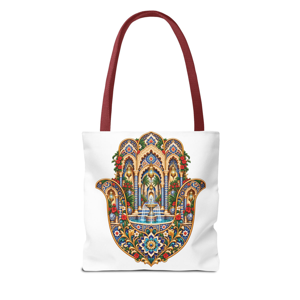 khamsa Hand Tote Bag — Ornate Moroccan-Inspired Canvas Carryall