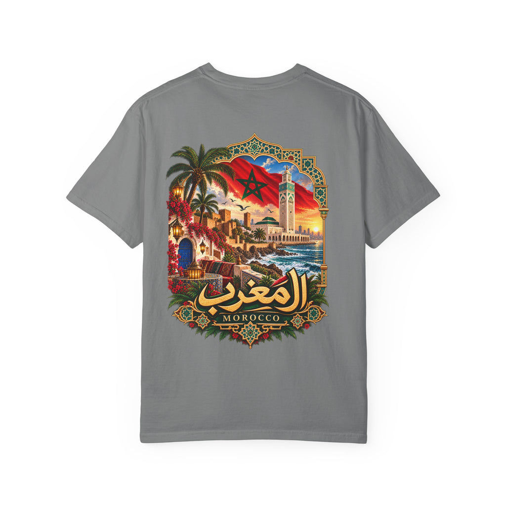 Morocco Vintage Travel T-Shirt — Moroccan Flag & Casablanca Skyline Tee