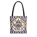 Moroccan Blue Teapot Pattern Tote Bag — Ceramic Tile Inspired Aesthetic Tote