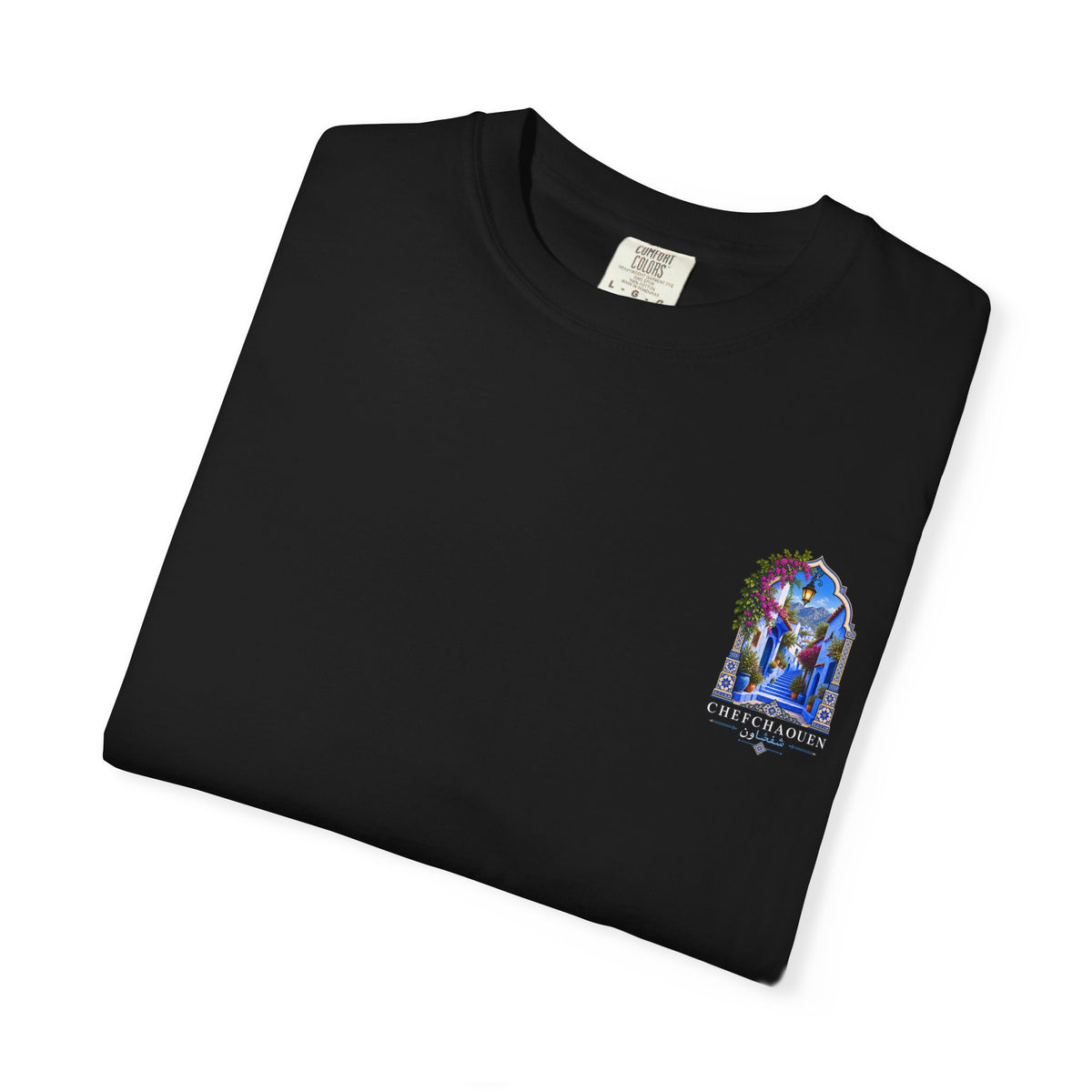 Chefchaouen Blue City T-Shirt — Moroccan Street Scene Graphic Tee