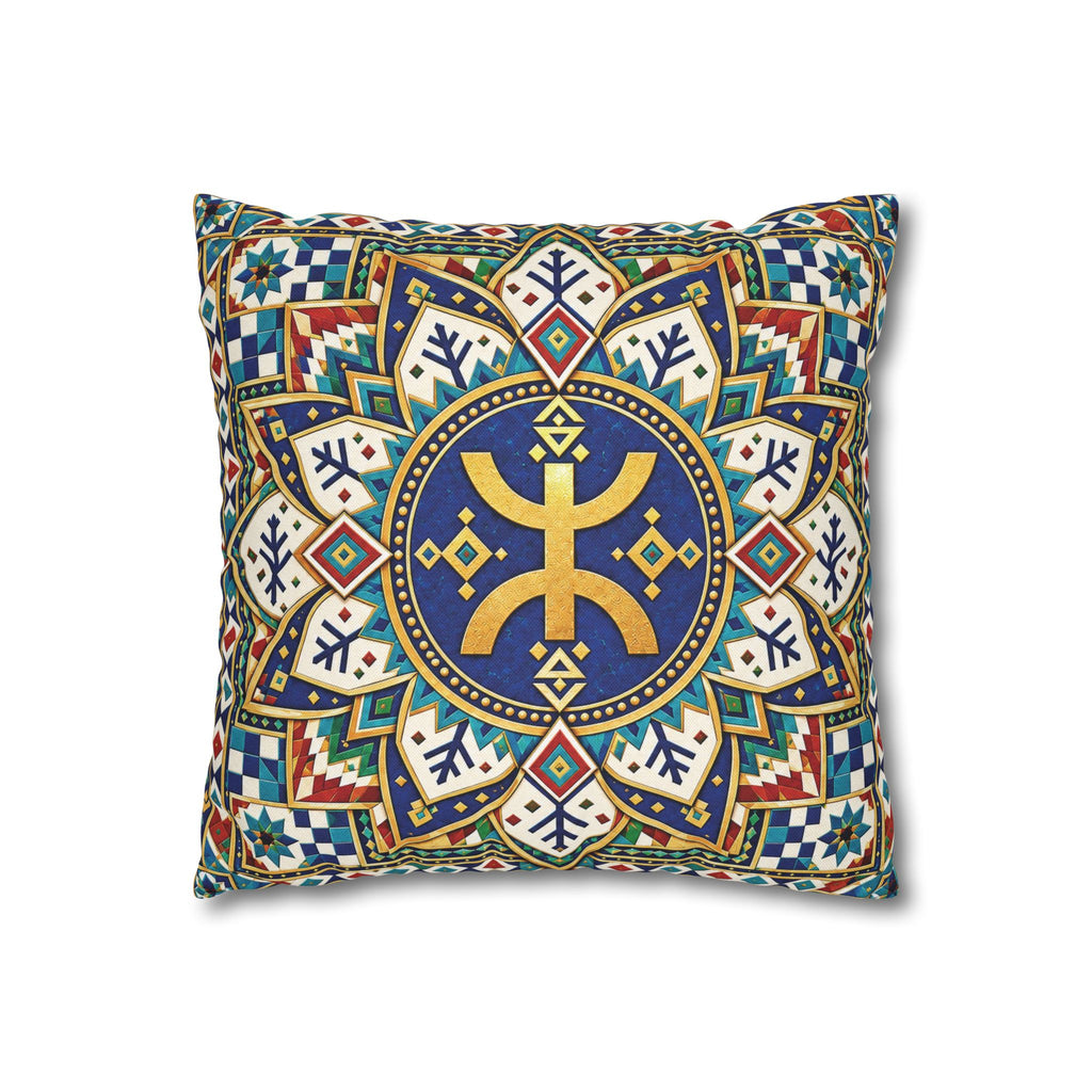 Berber Amazigh Symbol Mandala Pillowcase — Decorative Square Throw Pillow Cover