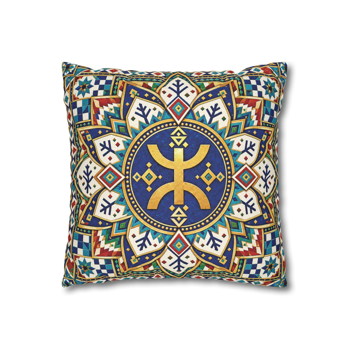 Berber Amazigh Symbol Mandala Pillowcase — Decorative Square Throw Pillow Cover