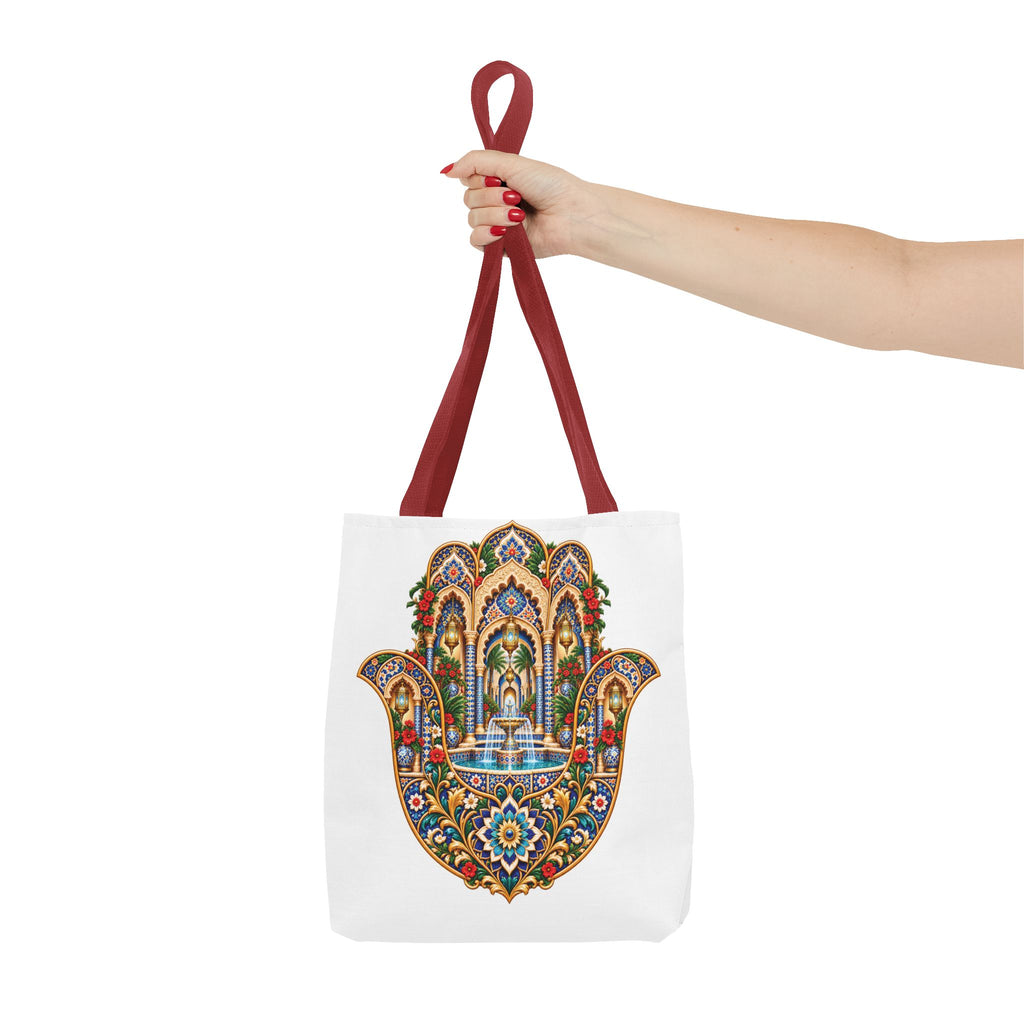 khamsa Hand Tote Bag — Ornate Moroccan-Inspired Canvas Carryall