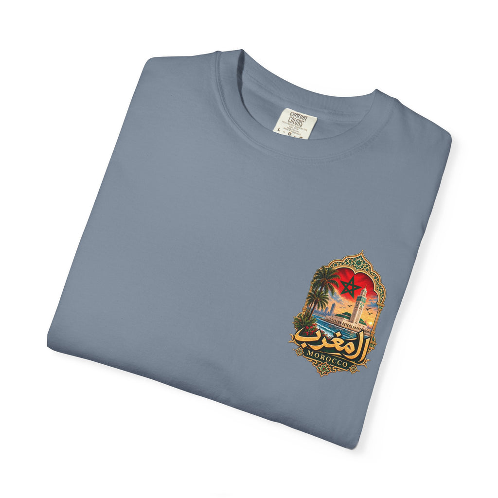 Morocco Vintage Travel T-Shirt — Moroccan Flag & Casablanca Skyline Tee