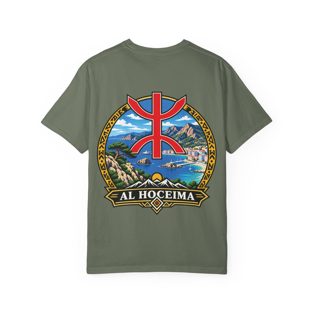 Al Hoceima Scenic T-Shirt — Amazigh Symbol & Coastal Landscape