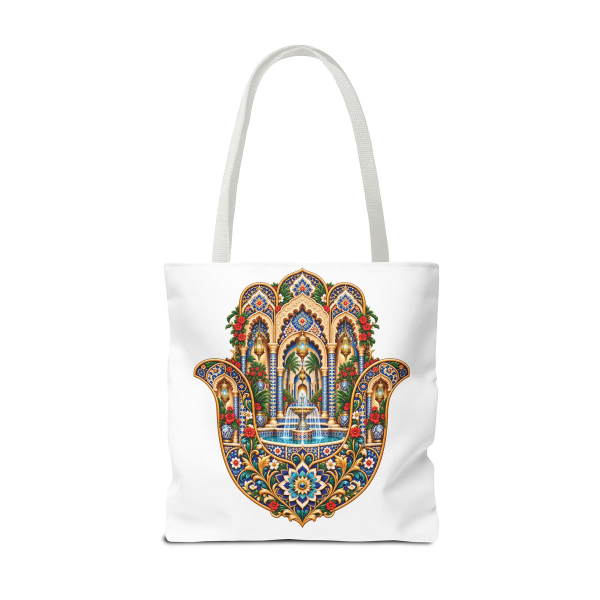 khamsa Hand Tote Bag — Ornate Moroccan-Inspired Canvas Carryall