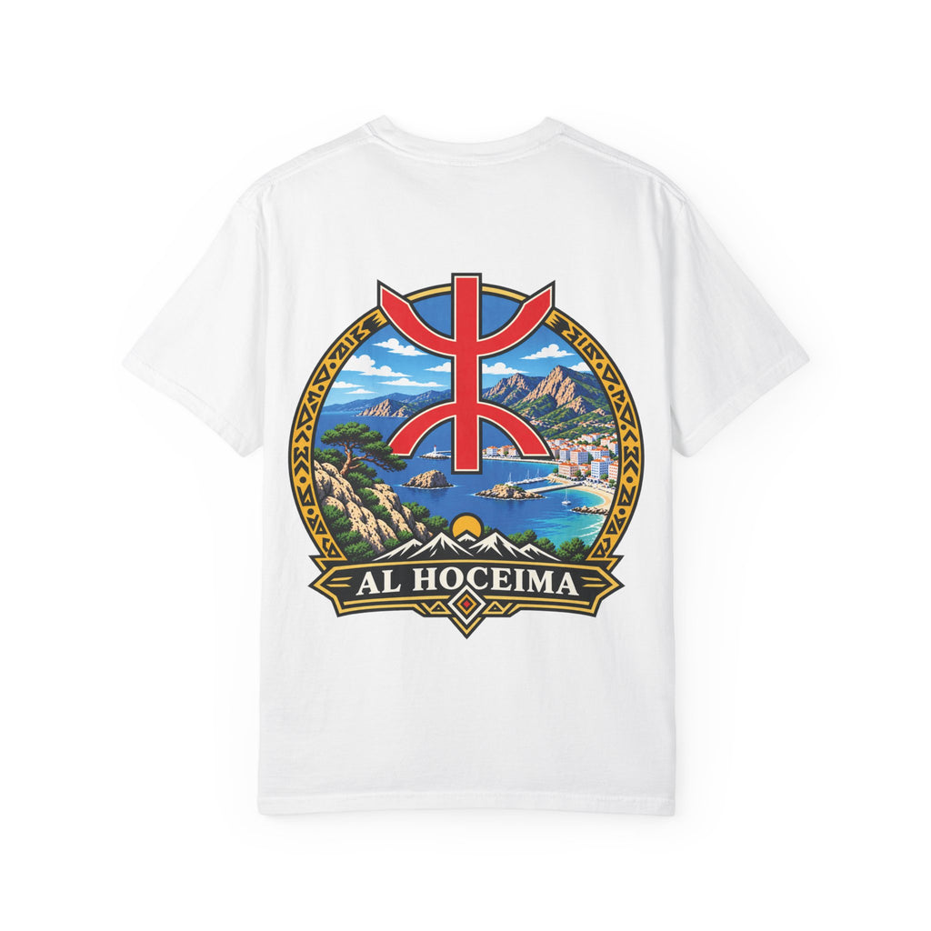 Al Hoceima Scenic T-Shirt — Amazigh Symbol & Coastal Landscape