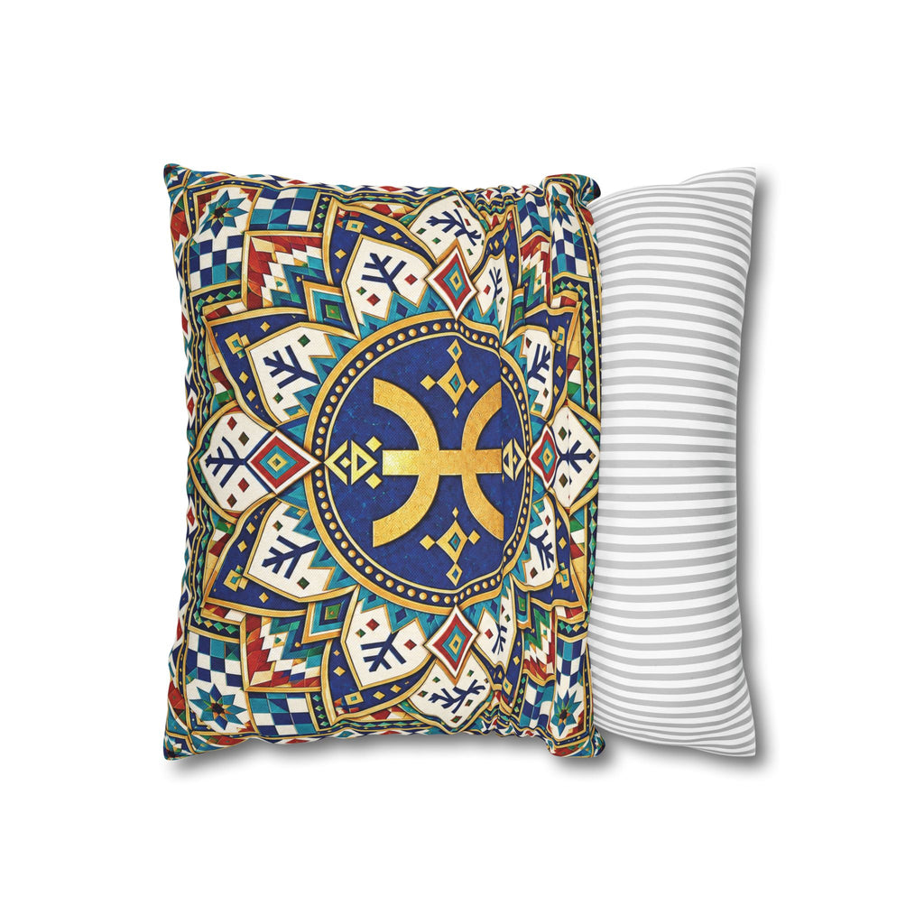 Berber Amazigh Symbol Mandala Pillowcase — Decorative Square Throw Pillow Cover