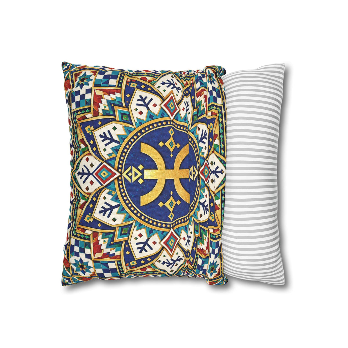 Berber Amazigh Symbol Mandala Pillowcase — Decorative Square Throw Pillow Cover