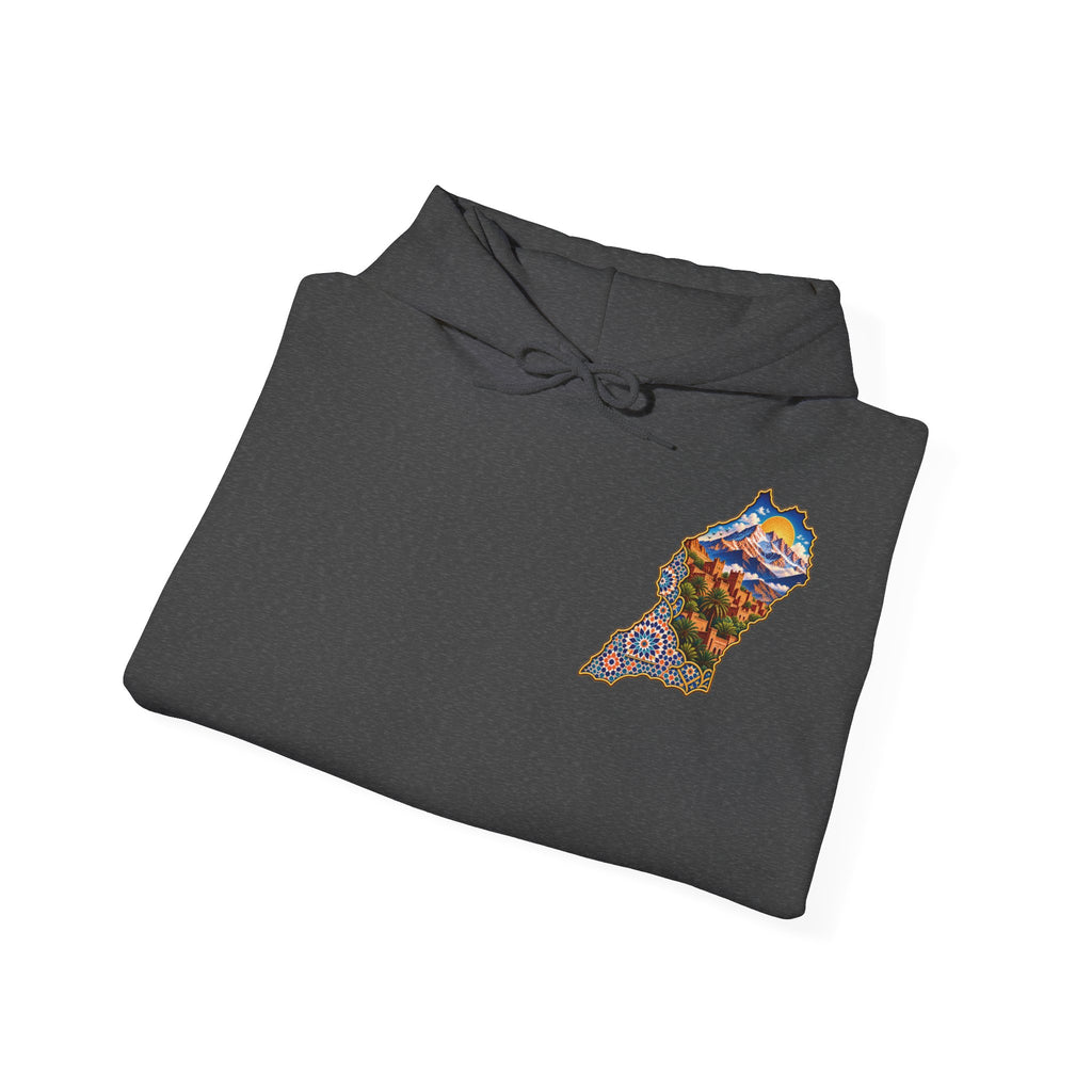 Moroccan Oasis Hoodie — Desert Sunset Tapestry Backprint