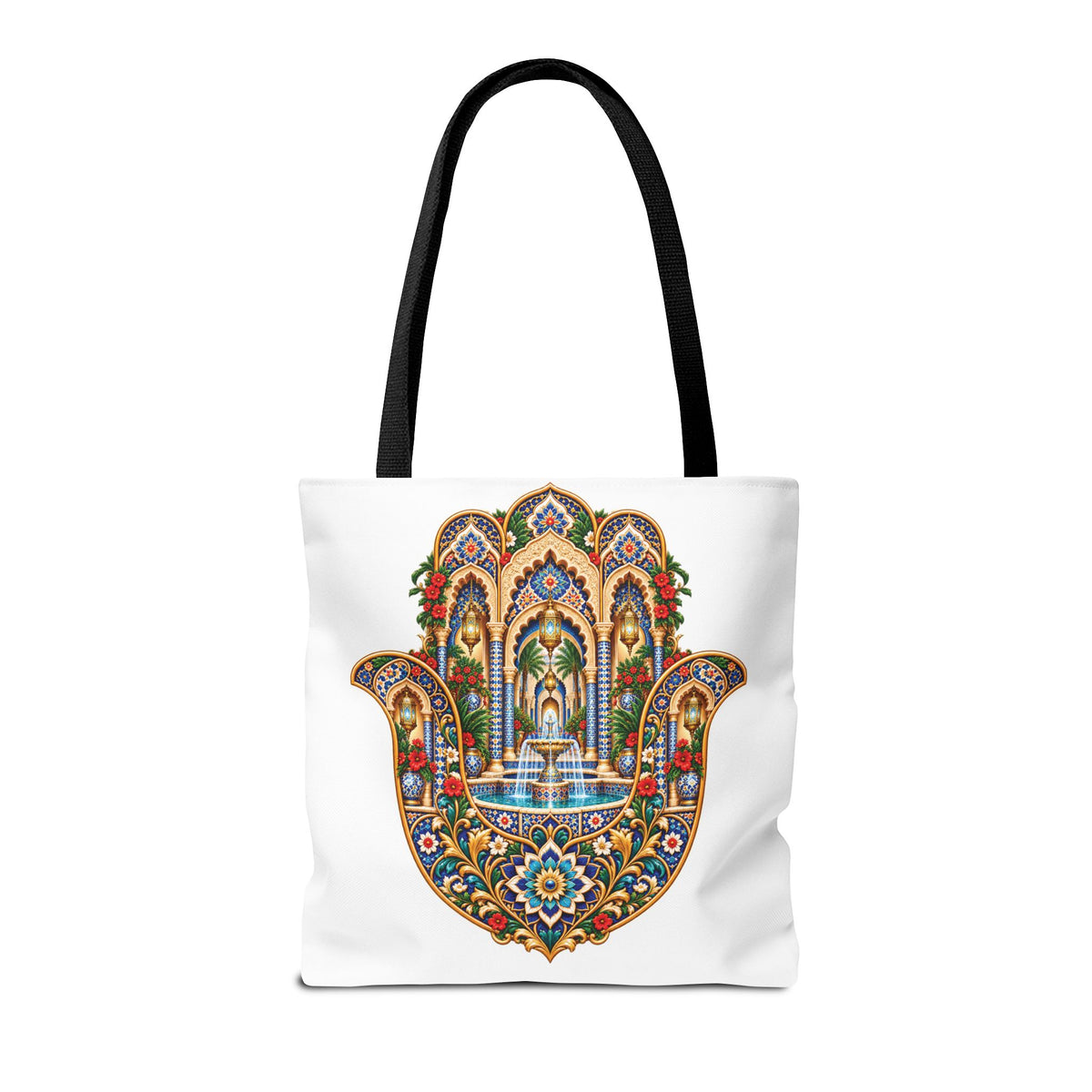 khamsa Hand Tote Bag — Ornate Moroccan-Inspired Canvas Carryall