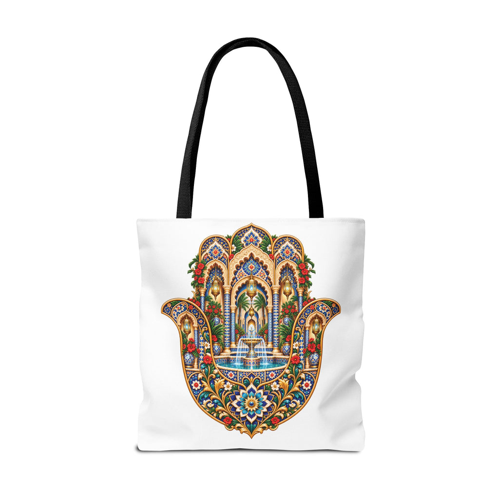 khamsa Hand Tote Bag — Ornate Moroccan-Inspired Canvas Carryall