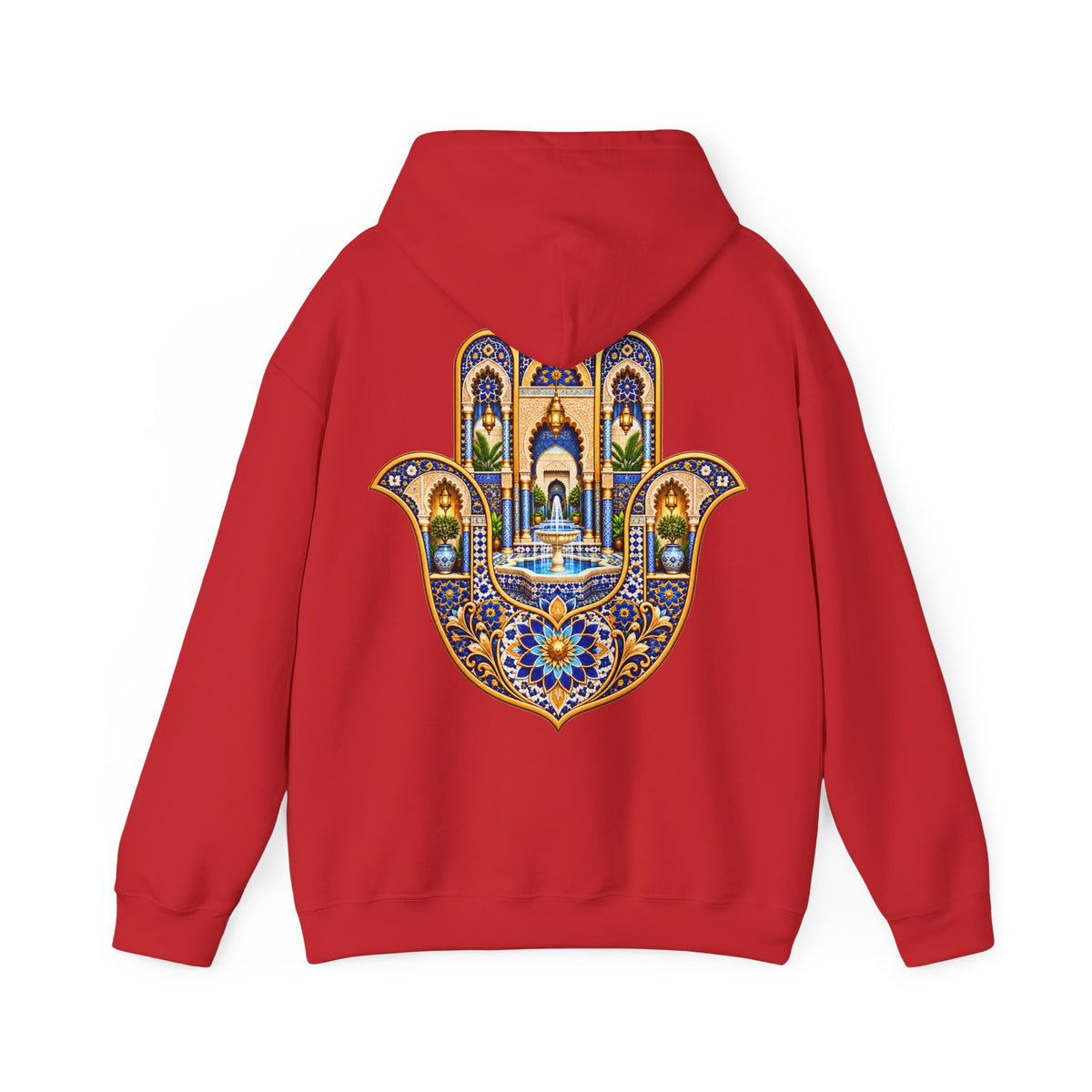 Khamsa Hand Hoodie – Ornate Moroccan Design Back Print