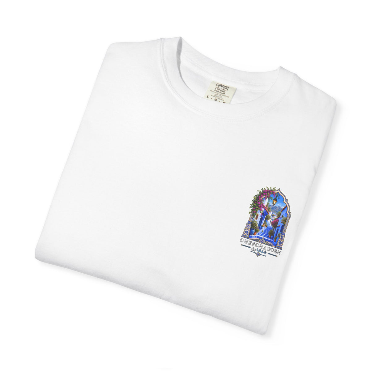 Chefchaouen Blue City T-Shirt — Moroccan Street Scene Graphic Tee