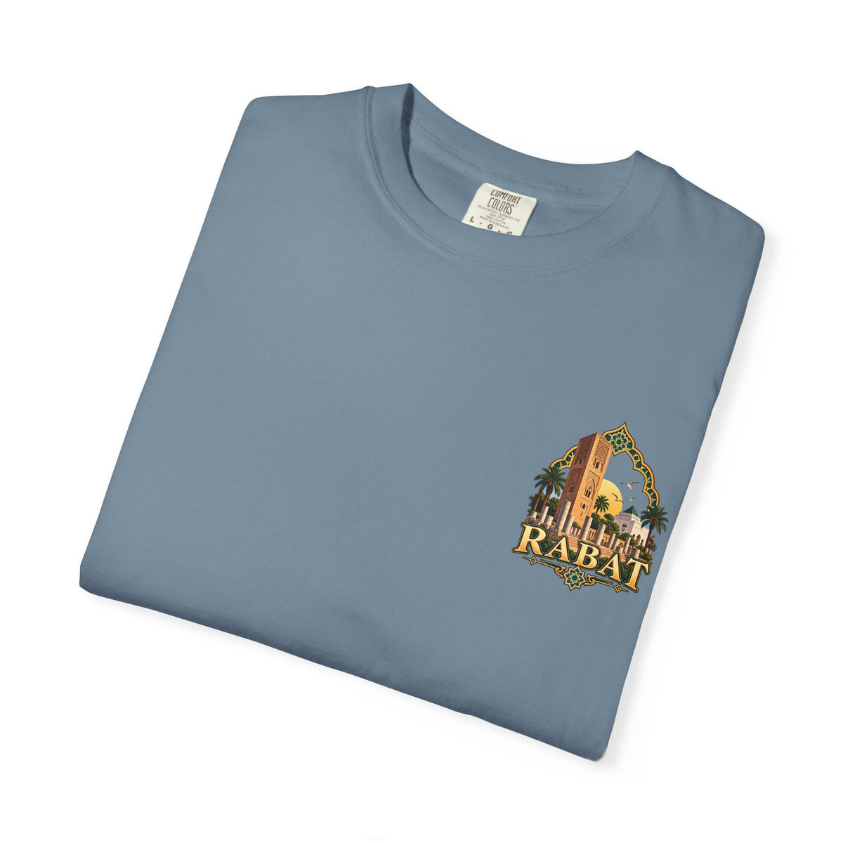 Rabat Cityscape T-Shirt — Moroccan Travel Vintage Palm & Medina Design