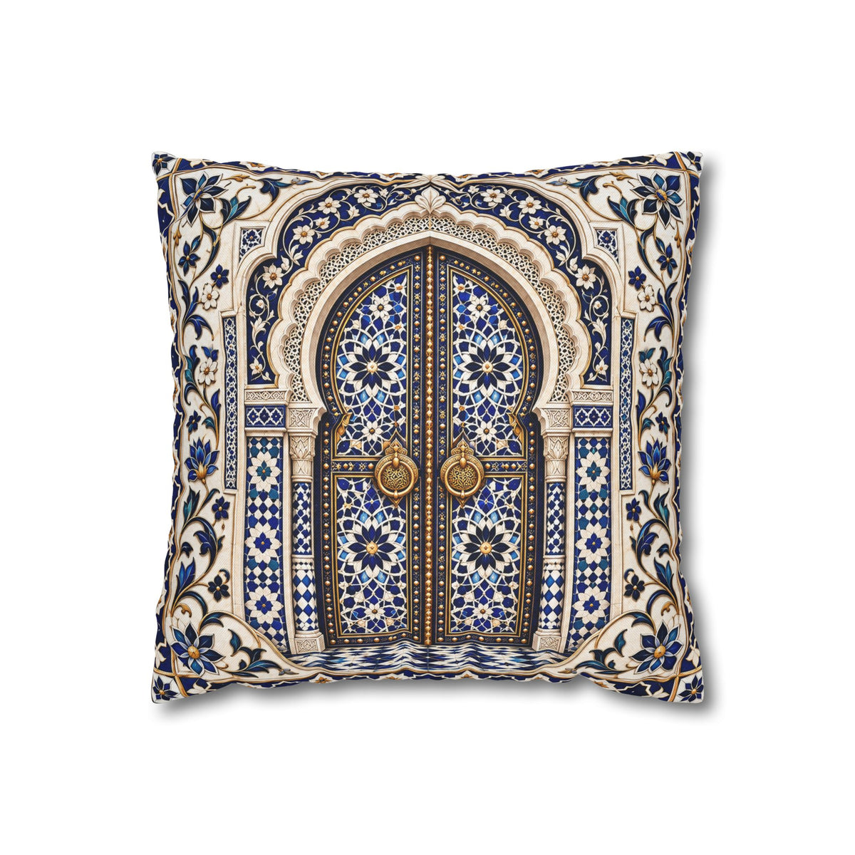 Spun Polyester Square Pillowcase Moroccan Door