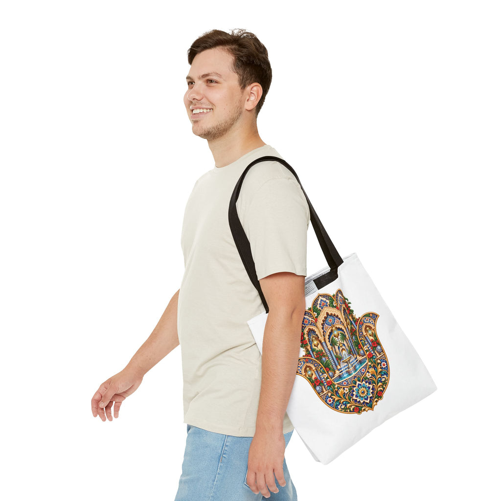 khamsa Hand Tote Bag — Ornate Moroccan-Inspired Canvas Carryall