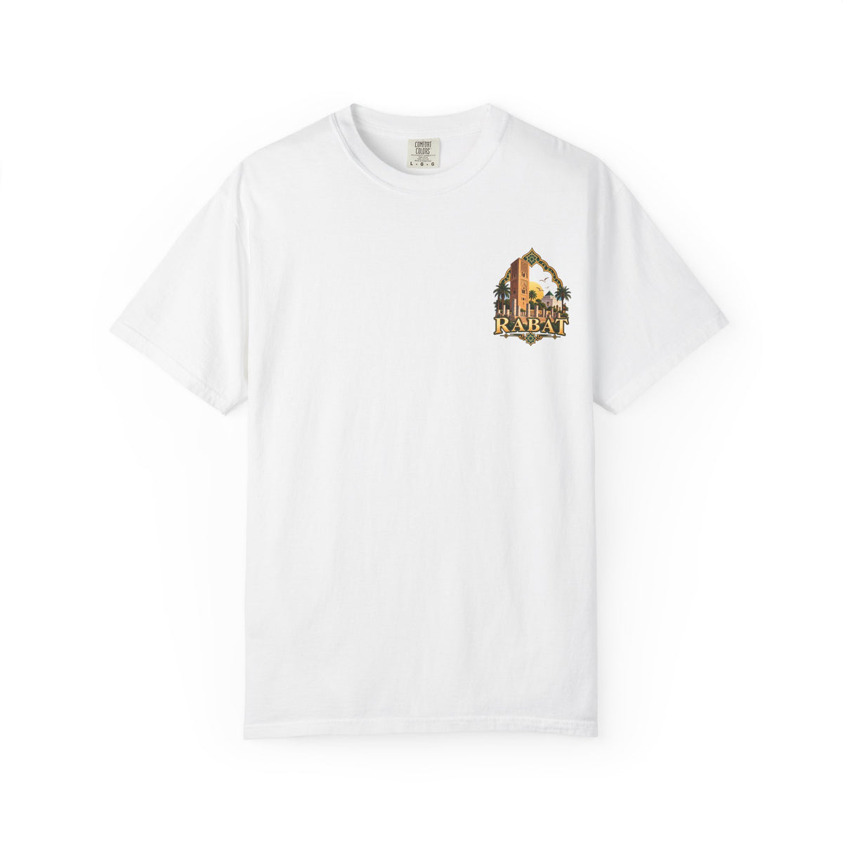 Rabat Cityscape T-Shirt — Moroccan Travel Vintage Palm & Medina Design