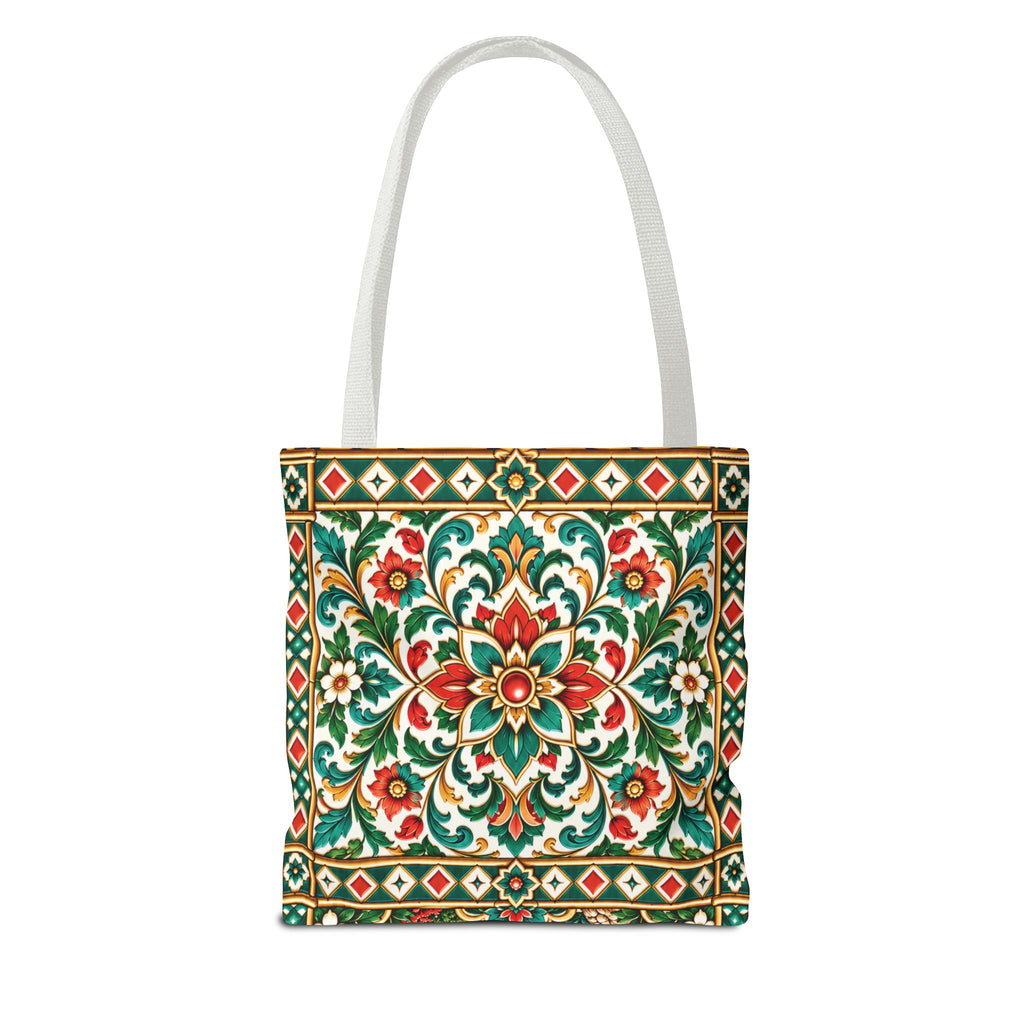 Nador Moroccan Tile Print Tote Bag — Vibrant Mediterranean Beachscape Design