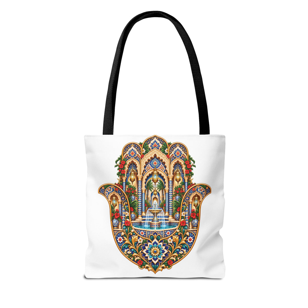 khamsa Hand Tote Bag — Ornate Moroccan-Inspired Canvas Carryall
