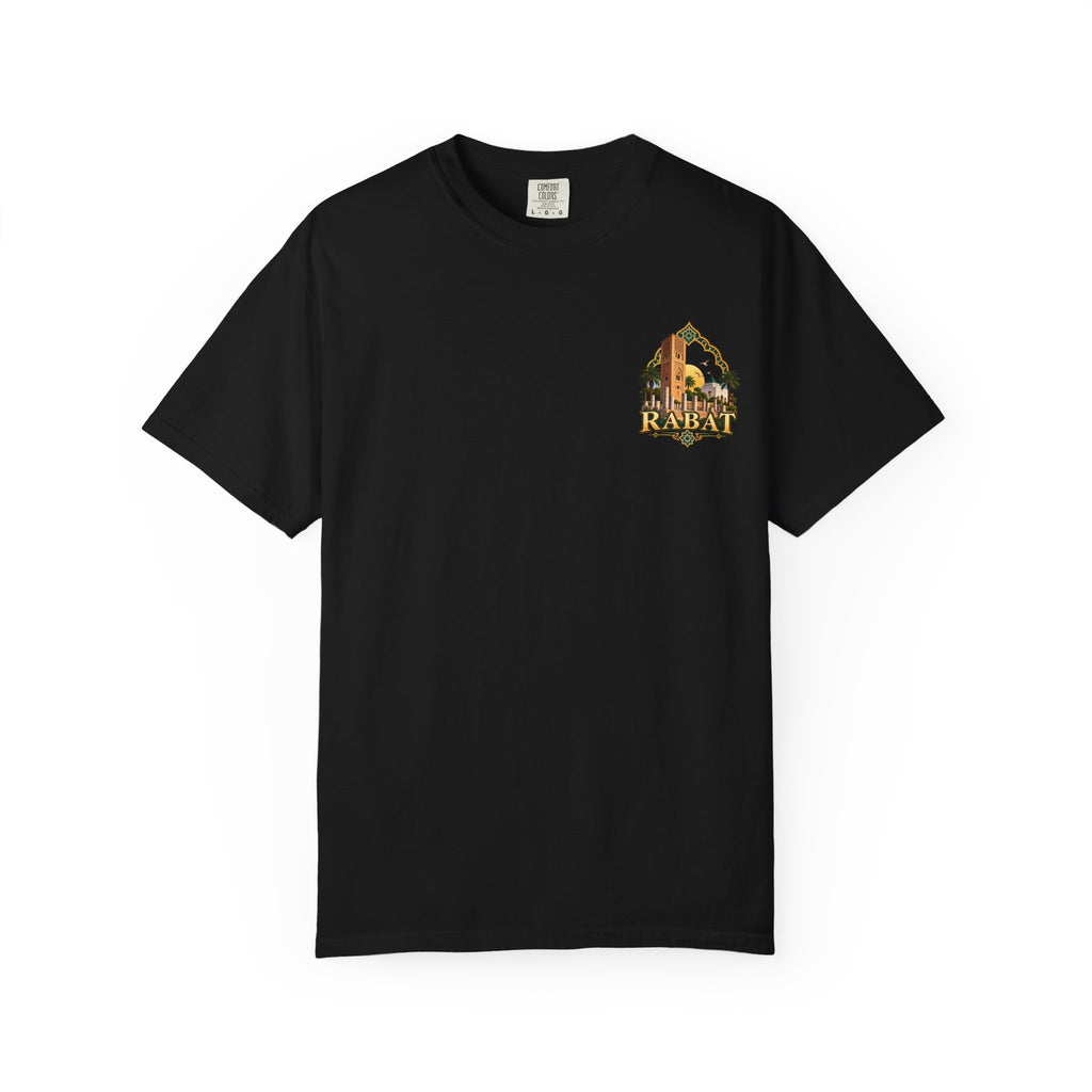 Rabat Cityscape T-Shirt — Moroccan Travel Vintage Palm & Medina Design