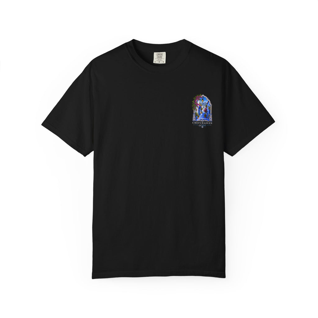Chefchaouen Blue City T-Shirt — Moroccan Street Scene Graphic Tee