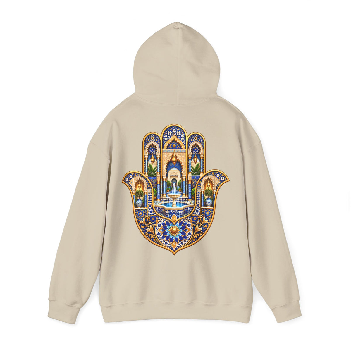 Khamsa Hand Hoodie – Ornate Moroccan Design Back Print