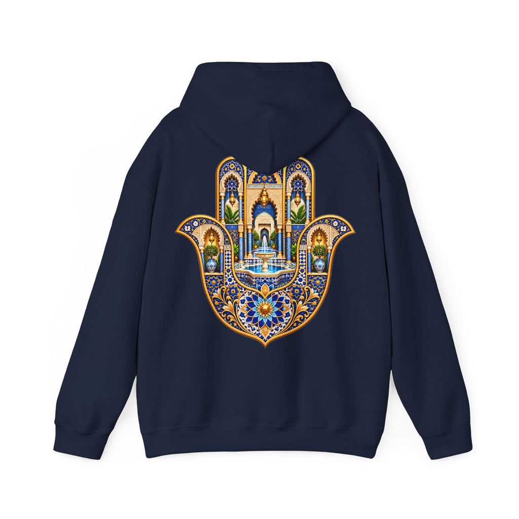 Khamsa Hand Hoodie – Ornate Moroccan Design Back Print