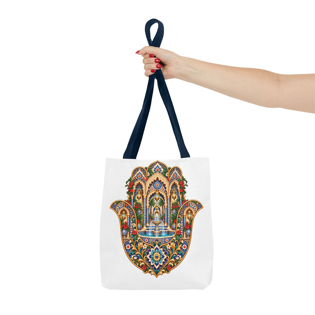 khamsa Hand Tote Bag — Ornate Moroccan-Inspired Canvas Carryall