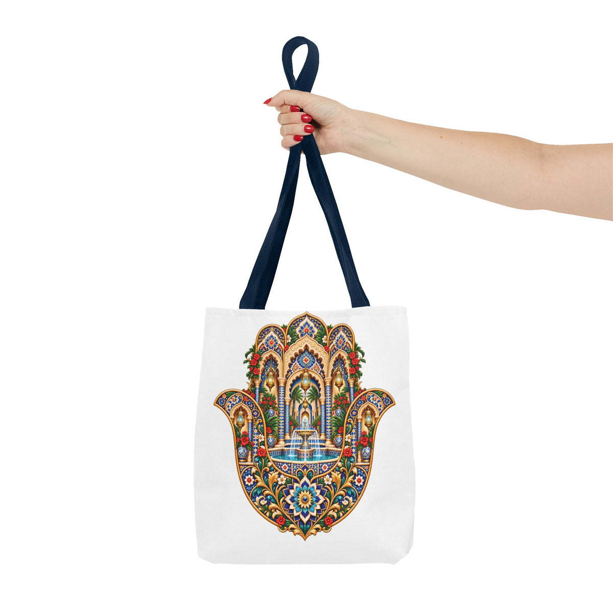 khamsa Hand Tote Bag — Ornate Moroccan-Inspired Canvas Carryall