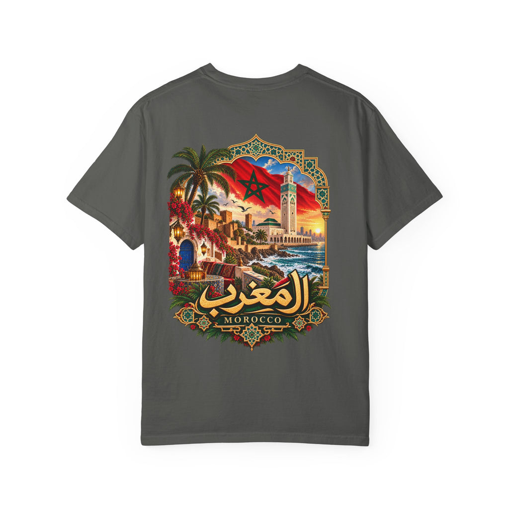 Morocco Vintage Travel T-Shirt — Moroccan Flag & Casablanca Skyline Tee