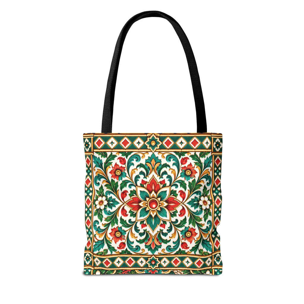 Nador Moroccan Tile Print Tote Bag — Vibrant Mediterranean Beachscape Design