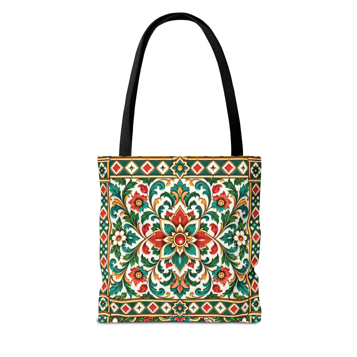 Nador Moroccan Tile Print Tote Bag — Vibrant Mediterranean Beachscape Design
