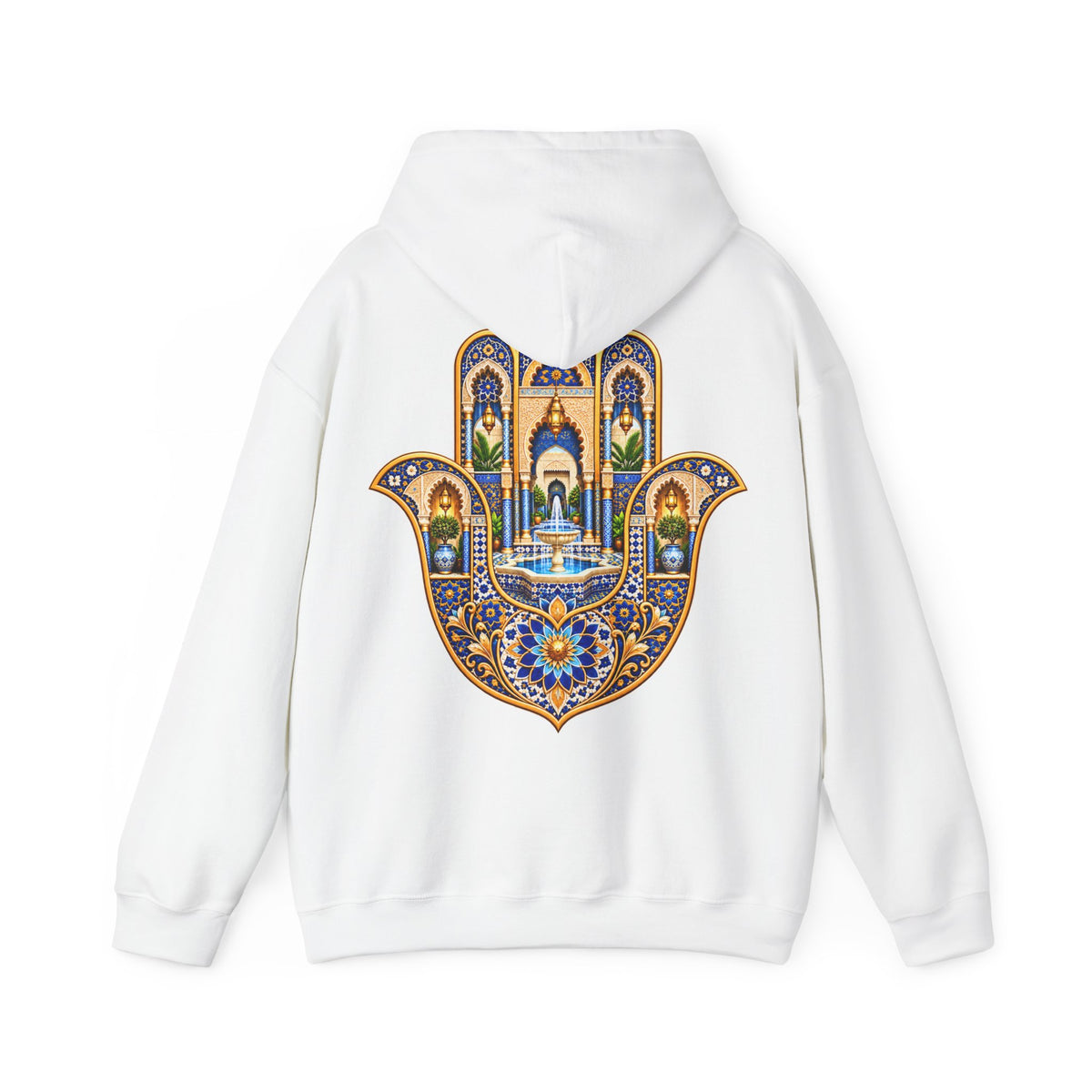 Khamsa Hand Hoodie – Ornate Moroccan Design Back Print