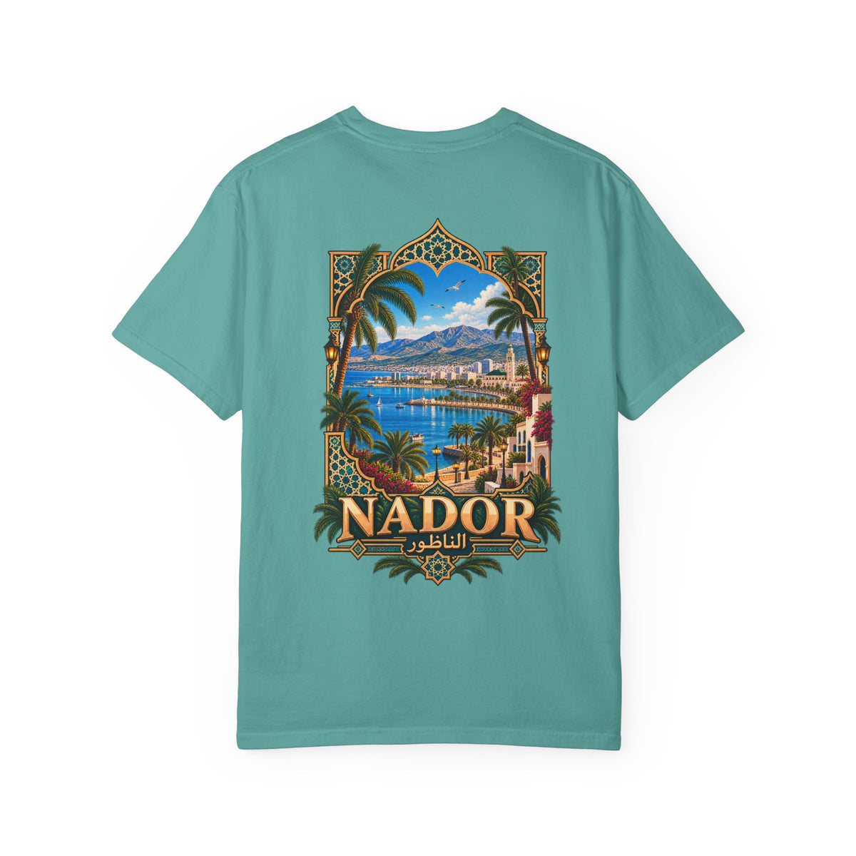 Nador Travel T-Shirt — Scenic Moroccan Coast Graphic Tee