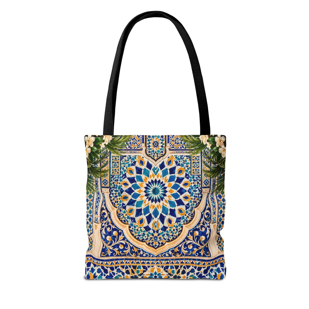 Mediterranean Mosaic Tote Bag — Seaside Moroccan Arch Scenic All-Over Print