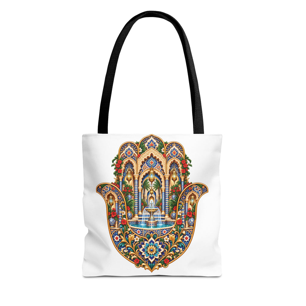 khamsa Hand Tote Bag — Ornate Moroccan-Inspired Canvas Carryall
